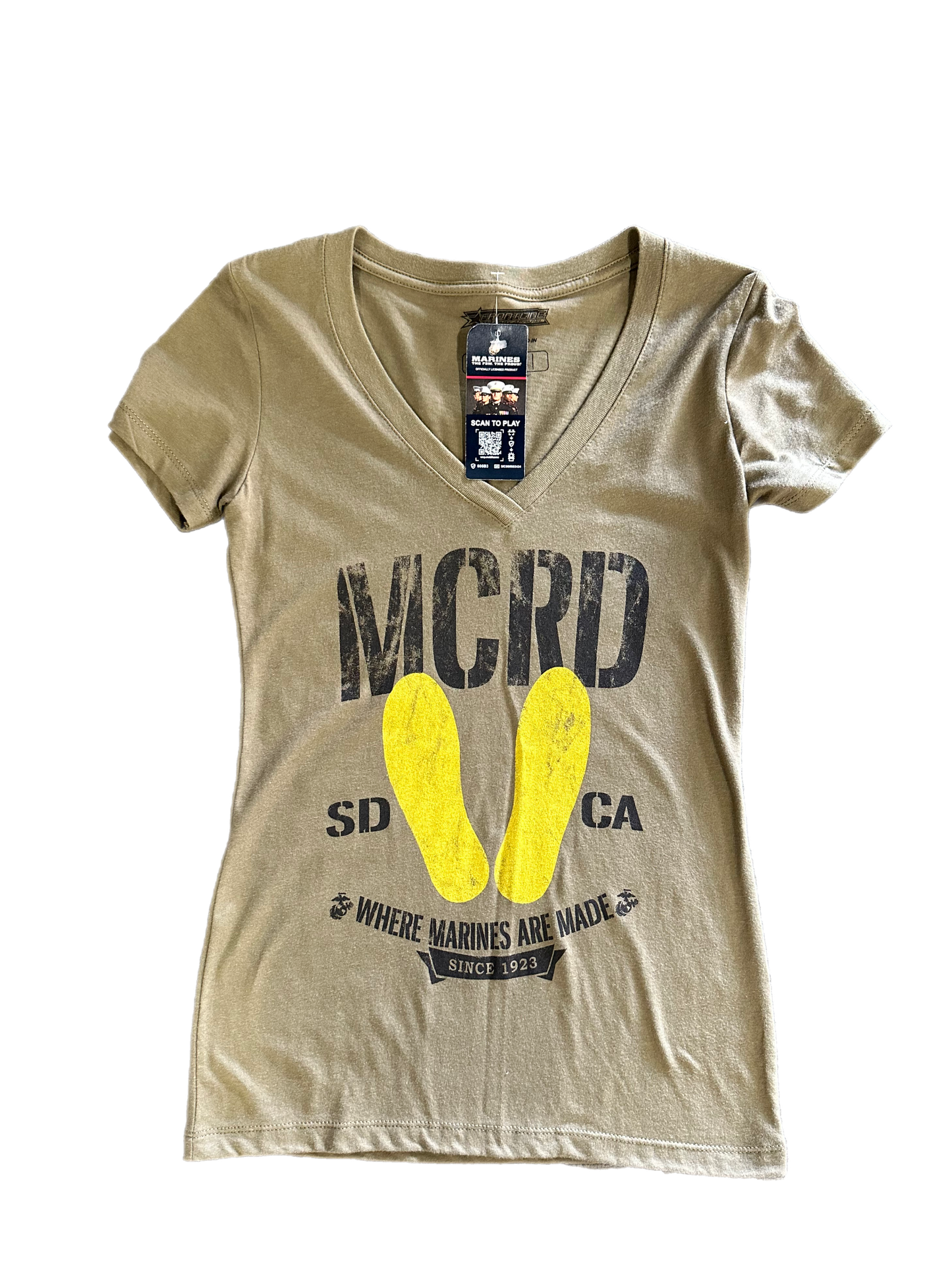 MCRD Yellow Footprint V-neck In Green